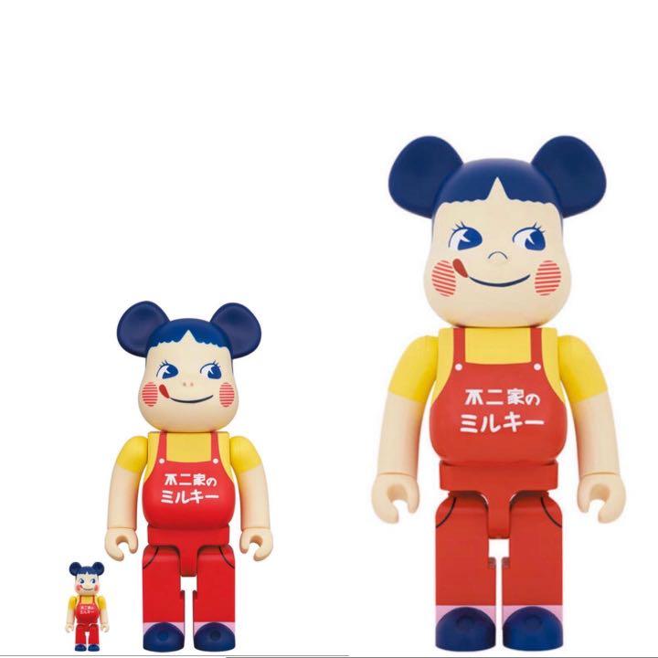 BEARBRICK ホーロー看板ペコちゃん100% & 400% 1000% 牛奶妹不二家 