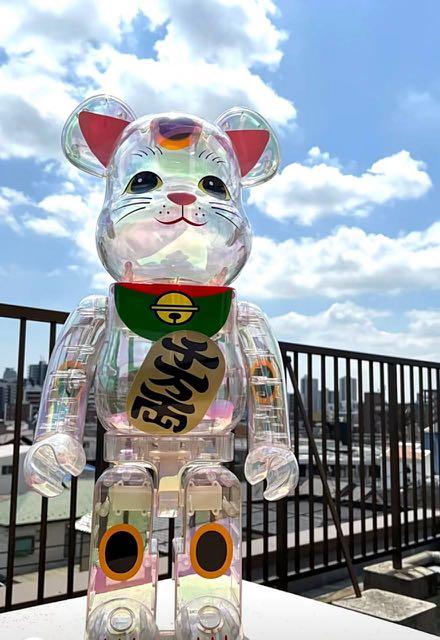BE@RBRICK 1000% MANEKI NEKO CLEAR CHROME