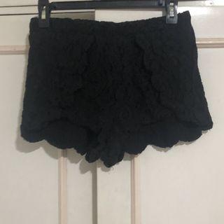 black laced shorts