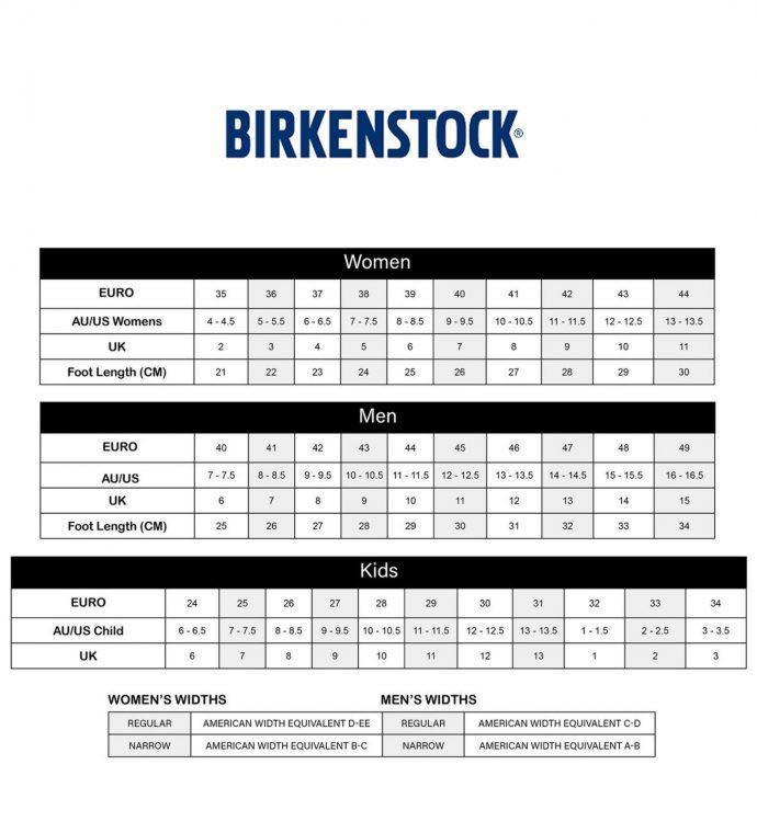 Birkenstock arizona eva size chart sales