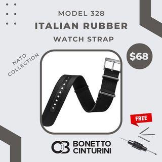Bonetto Cinturini Italian Rubber Watch Strap Model 328