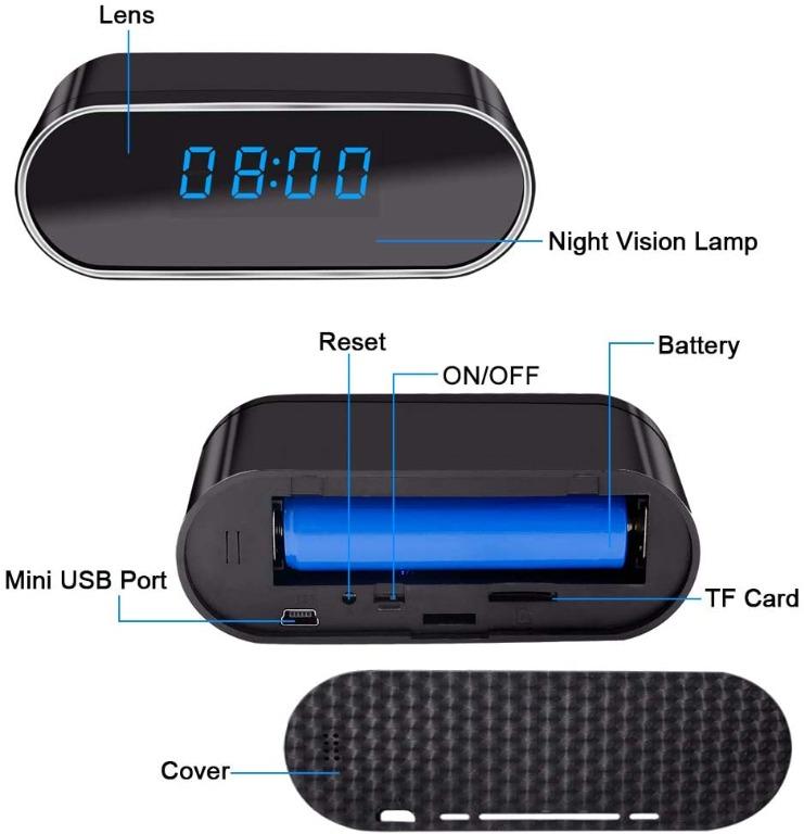 [C7556] Hidden Spy Camera Clock UYIKOO WiFi Clock Camera HD HD 1080P