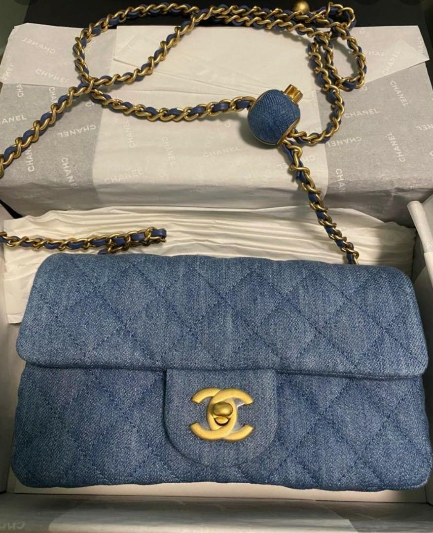 on hold Chanel Denim Mini Rectangular Pearl Crush 22C, Luxury, Bags &  Wallets on Carousell
