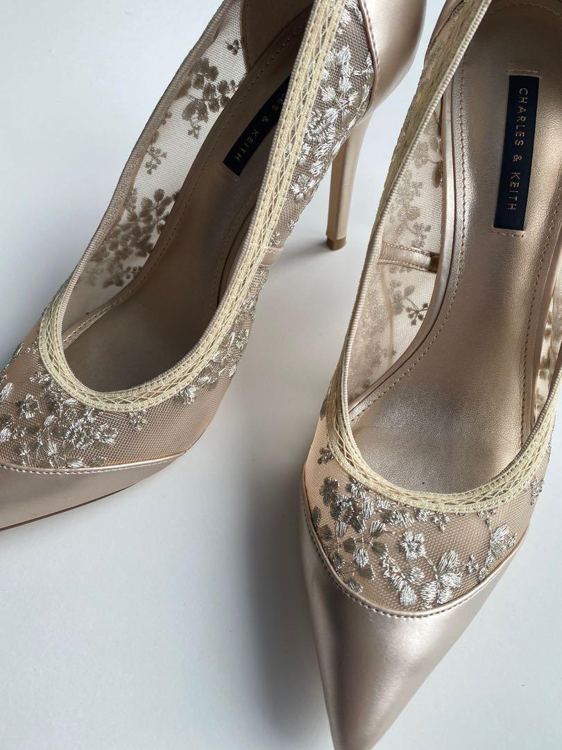 Charles and keith gold heels outlet