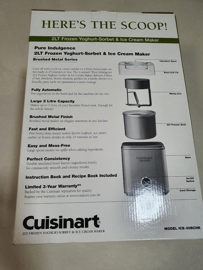 Cusinart Ice Cream Maker & YogurtSorbet maker, TV & Home Appliances