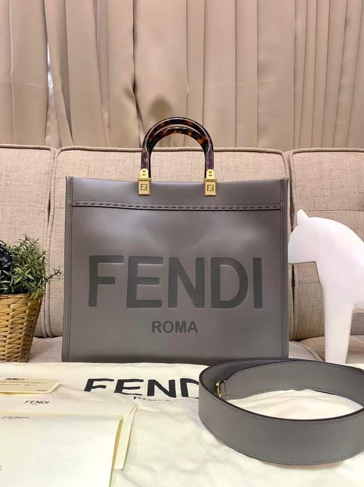Fendi Sunshine Medium - gray leather shopper