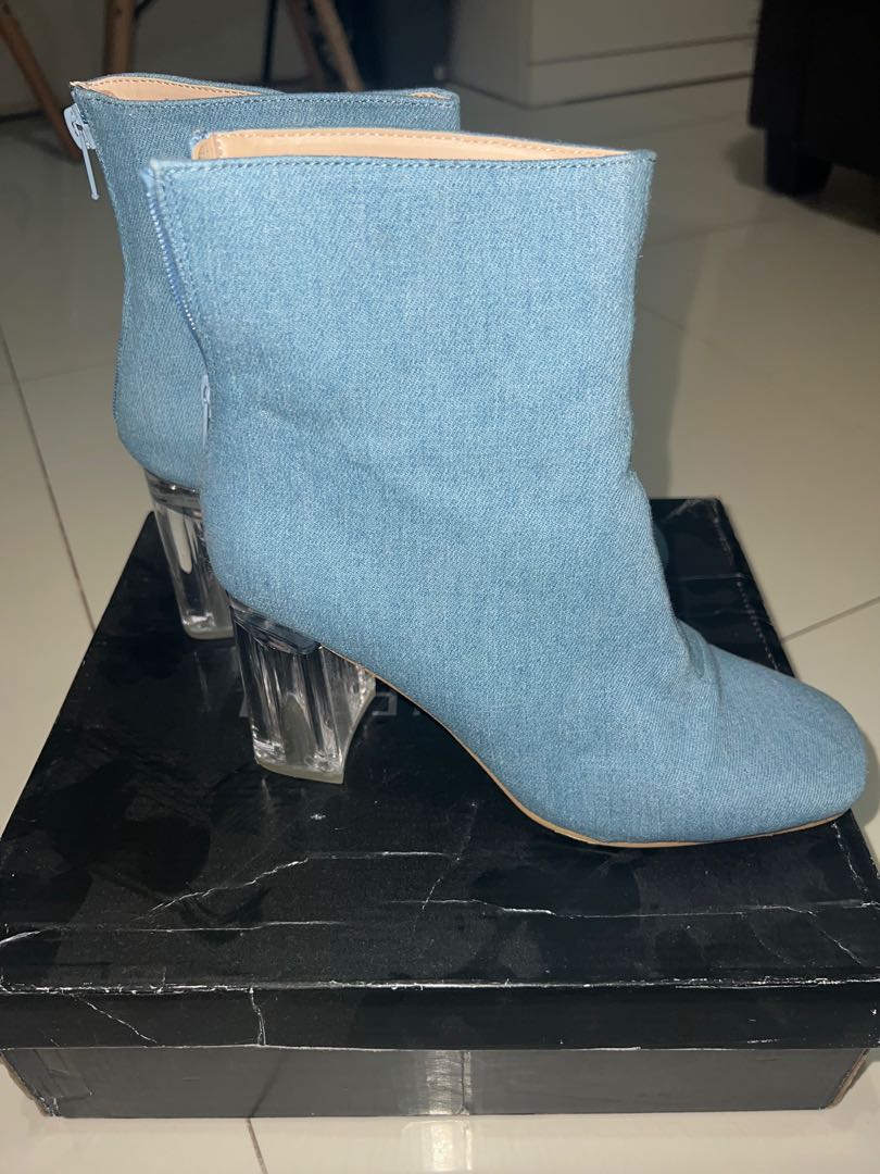 Forever 21 Denim Boots, Women's Fashion 