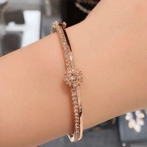 Givenchy Crystal Flower Hinged Bangle Bracelet