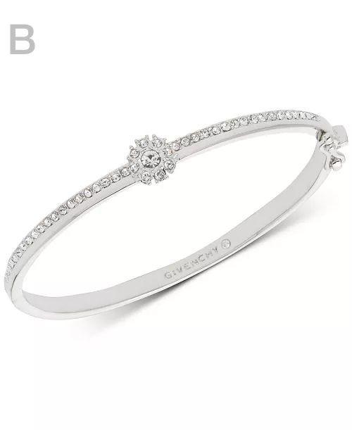 Givenchy Crystal Flower Hinged Bangle Bracelet