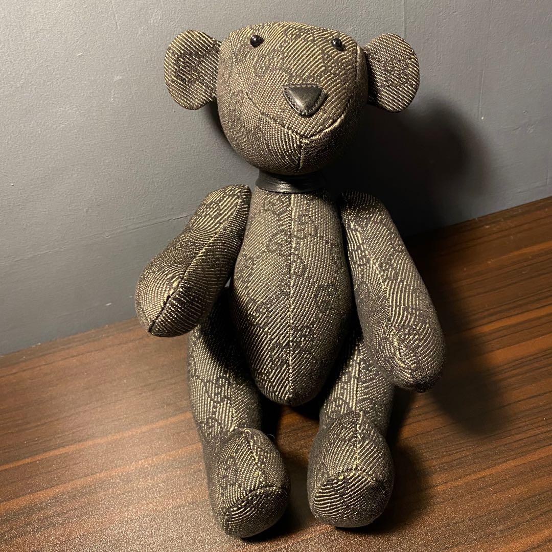 GUCCI Monogram Teddy Bear Plush Doll Stuffed Toy 19cm GG Canvas No Box Japan
