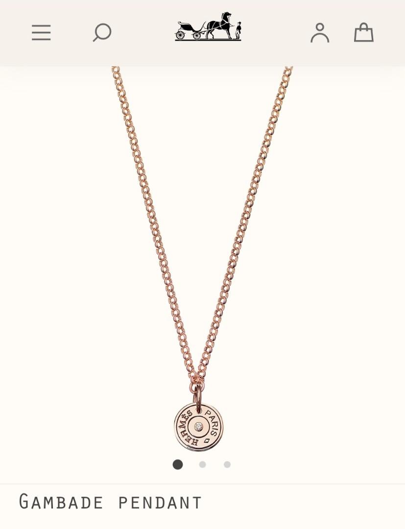 Hermes Gambade Necklace [Rose gold with Diamond], 名牌, 飾物及配件