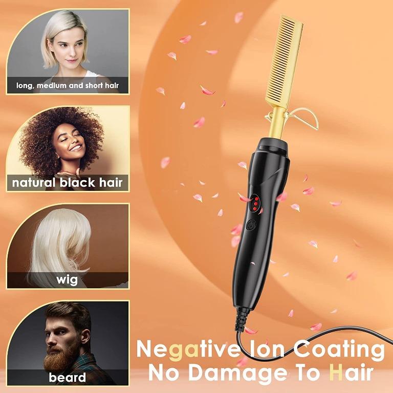Hot Comb 450 F Electric Hot Comb Professional High Heat Ceramic Hair Press Comb Multifunctional Copper Hair Straightener for American African Hair