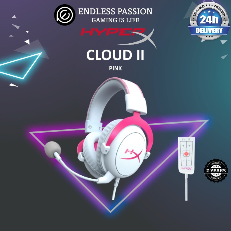 HyperX Cloud II, Gaming Headset (White-Pink) 