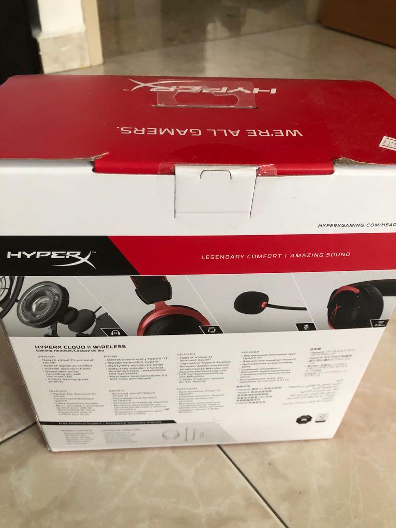 HyperX Cloud II wireless Gaming Headset Black red 5114252, Audio, Headphones  & Headsets on Carousell