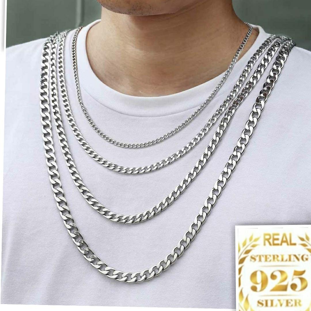 In stock 925sterling silver couple simple chain Necklace thickness