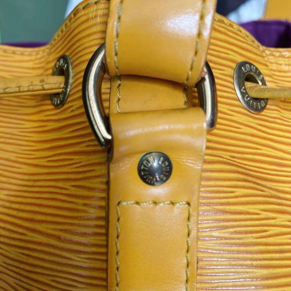 Lv noe epi pm (Category: Luxury Bags & Wallets) located in Calamba. Submitted by aliehs18 (Listing ID 1163245121, Image 3). Description: 💯Original moneyback guarantee if proven fake‼️ Nabili ko po ng 16k yan WITH DUSTBAG❤️ Flaws: may discoloration po sa ilalim niya malinisi ang loob no cracks s lips. handle super tigas pa po pero parang may guhit guhit😊 di naman po visible kung di ttigan. super tingkad pa po ng color niya na yellow. GOOD DEAL p