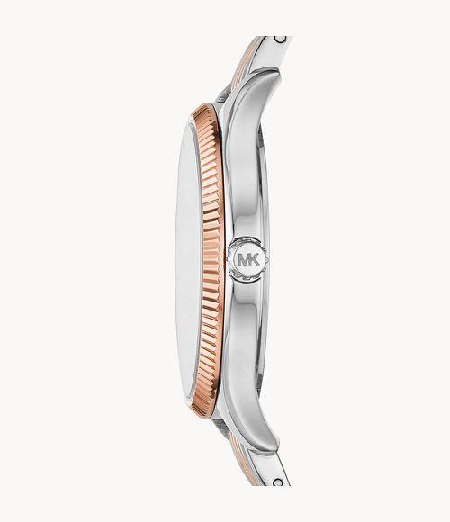 Micheal Kors Women s Lexington Three Hand Tri Tone Stainless Steel Watch MK 6642