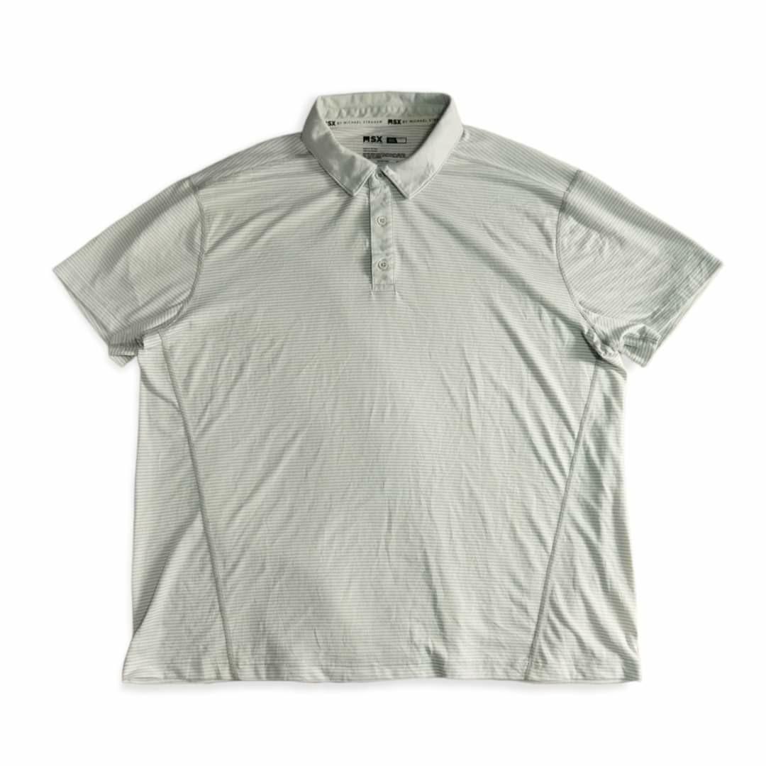 Msx By Michael Strahan Polo Shirt Striped In White And Gray Lines Plus Size Dimes 26 X 295 Men 