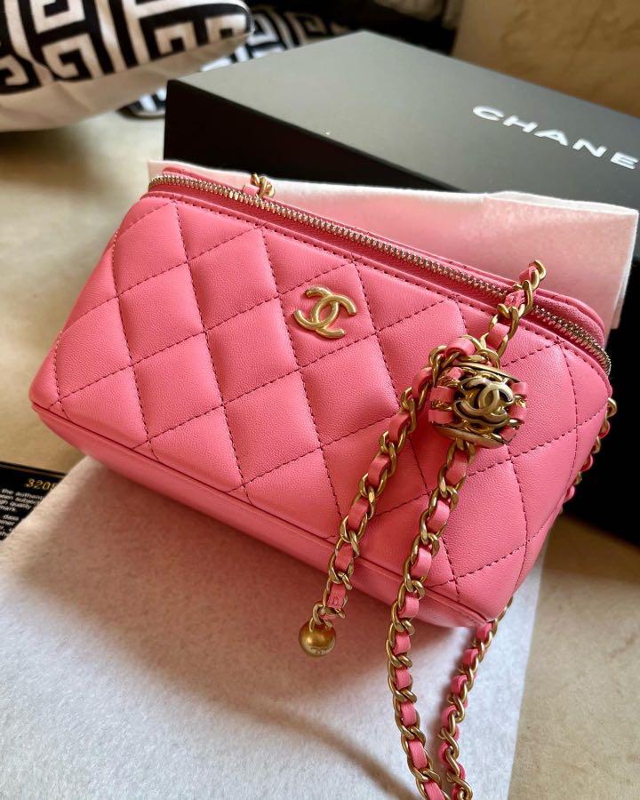 SALE! NEW Chanel 22S Pink Vanity Case Pearl Crush Classic Lambskin