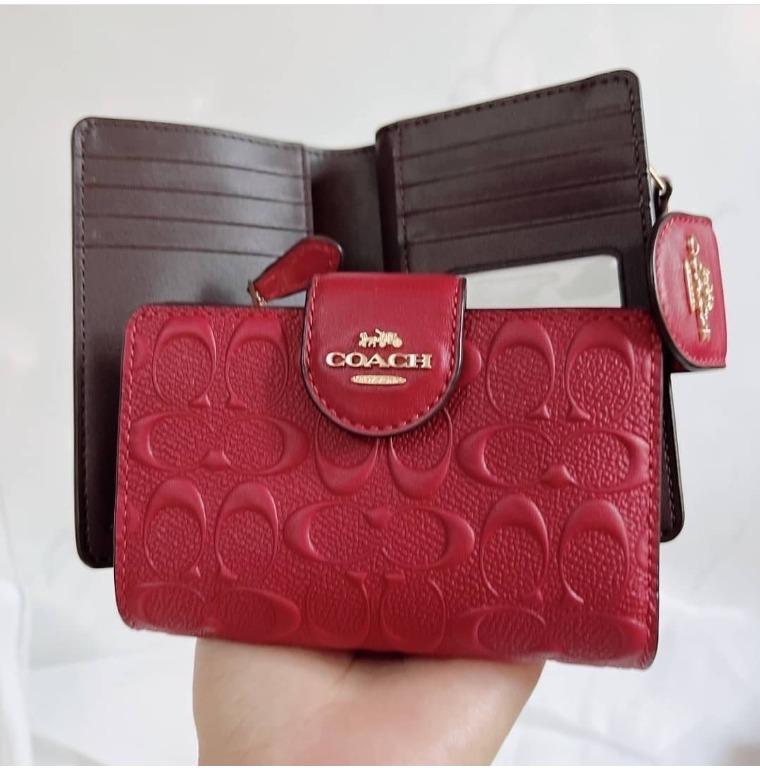 Original Coach Medium Corner Zip Wallet In Signature Leather C5896