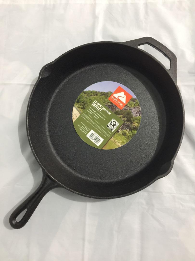 Ozark Trail Pre-Seasoned 12 Cast Iron Skillet with Handle and Lips 