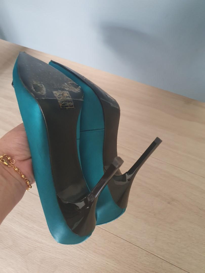 Pedro Satin Teal Stilettos 37