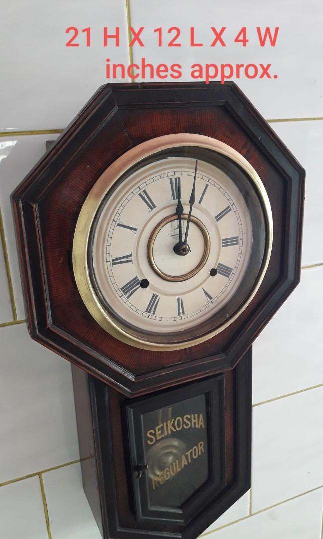 Pendulum clock { seikosha } (Category: Clocks) located in Caloocan City. Submitted by great_2003 (Listing ID 1163148985, Image 1). Description: good running condition seikosha made in japan refurbished item chime every hour with key complete accesory with key printed dial octagonal shape as is only wysiwyg note. .. hindi napo ganyan ang itsura nya mula ng tinago sa bodega nagkakupas o naluma na talaga itsura sa last photo po yun updated na pictur