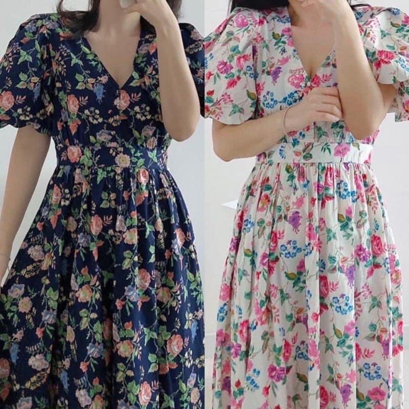 Puffy Sleeve Vintage Floral Dress