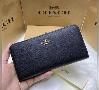 SG Instock! Coach Long Black zip Wallet