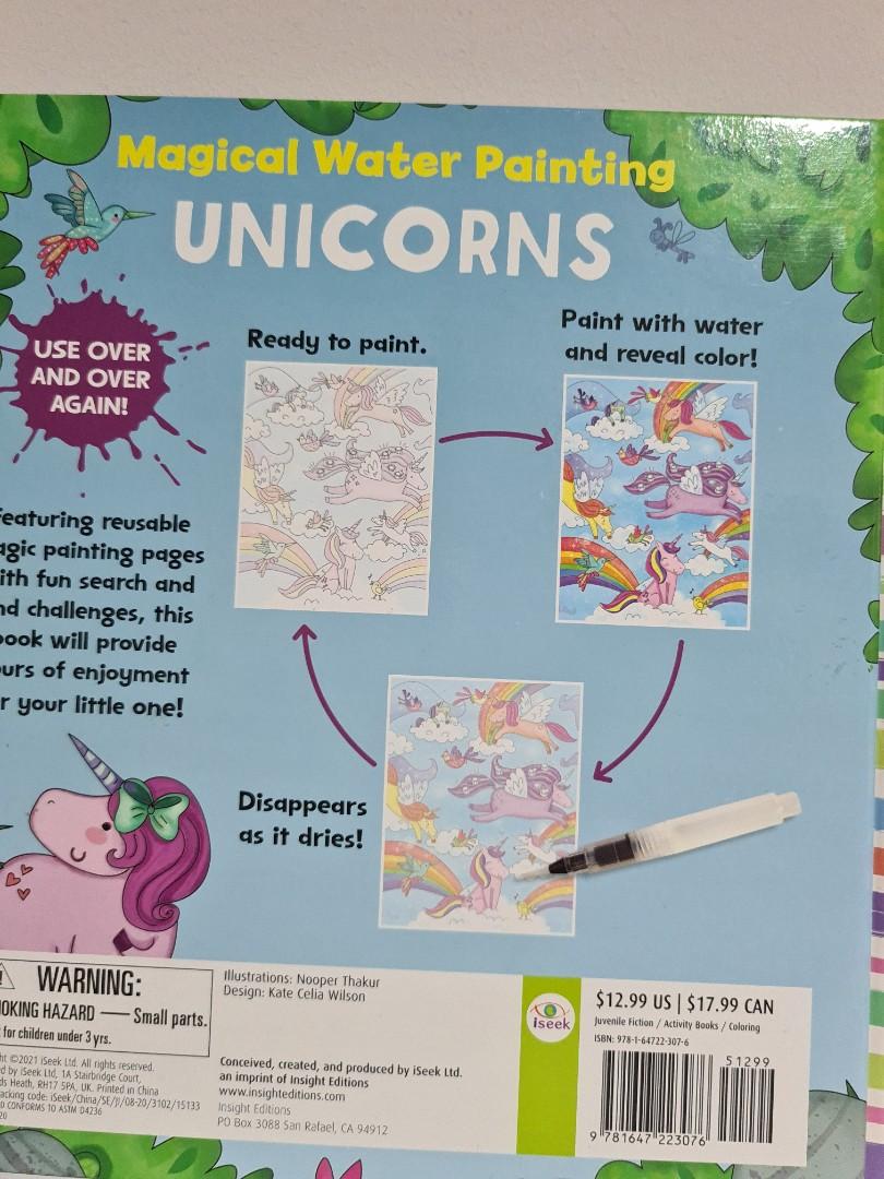 Reusable water colouring coloring book unicorns activity book, Hobbies ...