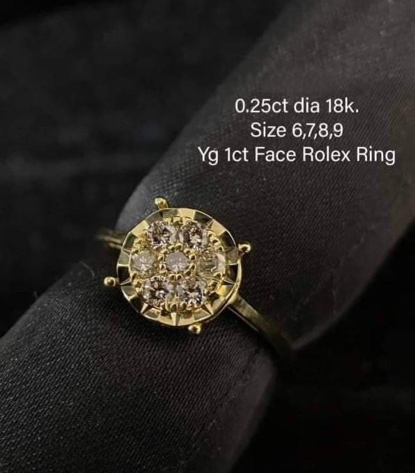 SALE 0.25Carat Natural Diamond in 18K YG WG Rolex Ring Women s Fashion Jewelry Organizers Rings on Carousell