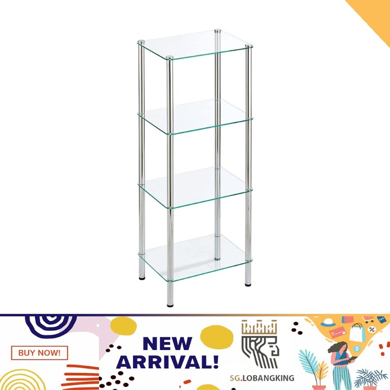 [sg stock] mDesign FreeStanding Shelves 4Tier Rectangular Glass