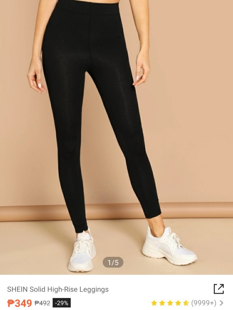 Shein Black Leggings, Women's Fashion 