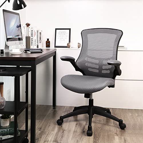 SONGMICS Mesh Office Chair, Swivel Computer Chair with Flip up Armrests