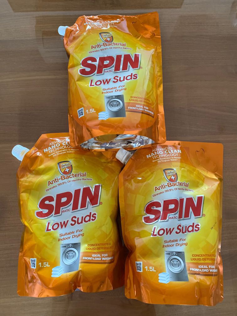 Spinmatic Low Suds laundry detergent antibacterial, Furniture & Home
