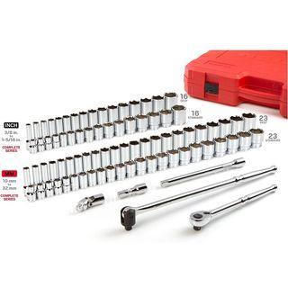 TEKTON 1/2 Inch Drive 6-Point Socket and Ratchet Set, 84-Piece (3/8 - 1-5/16 in., 10-32 mm)
