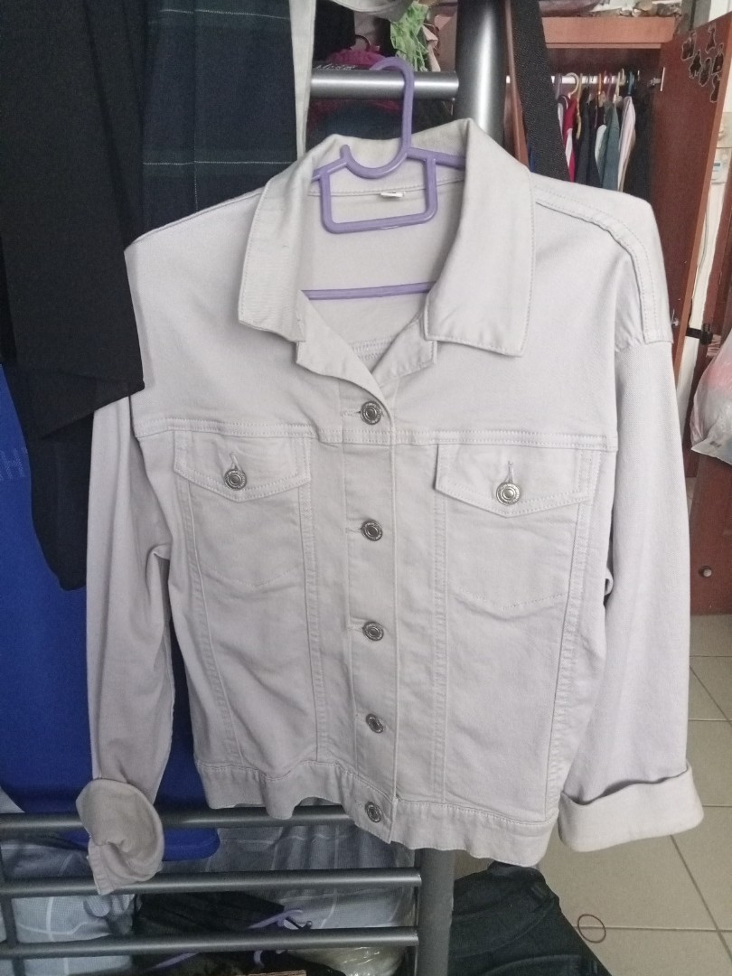 Uniqlo pastel purple denim jacket 
