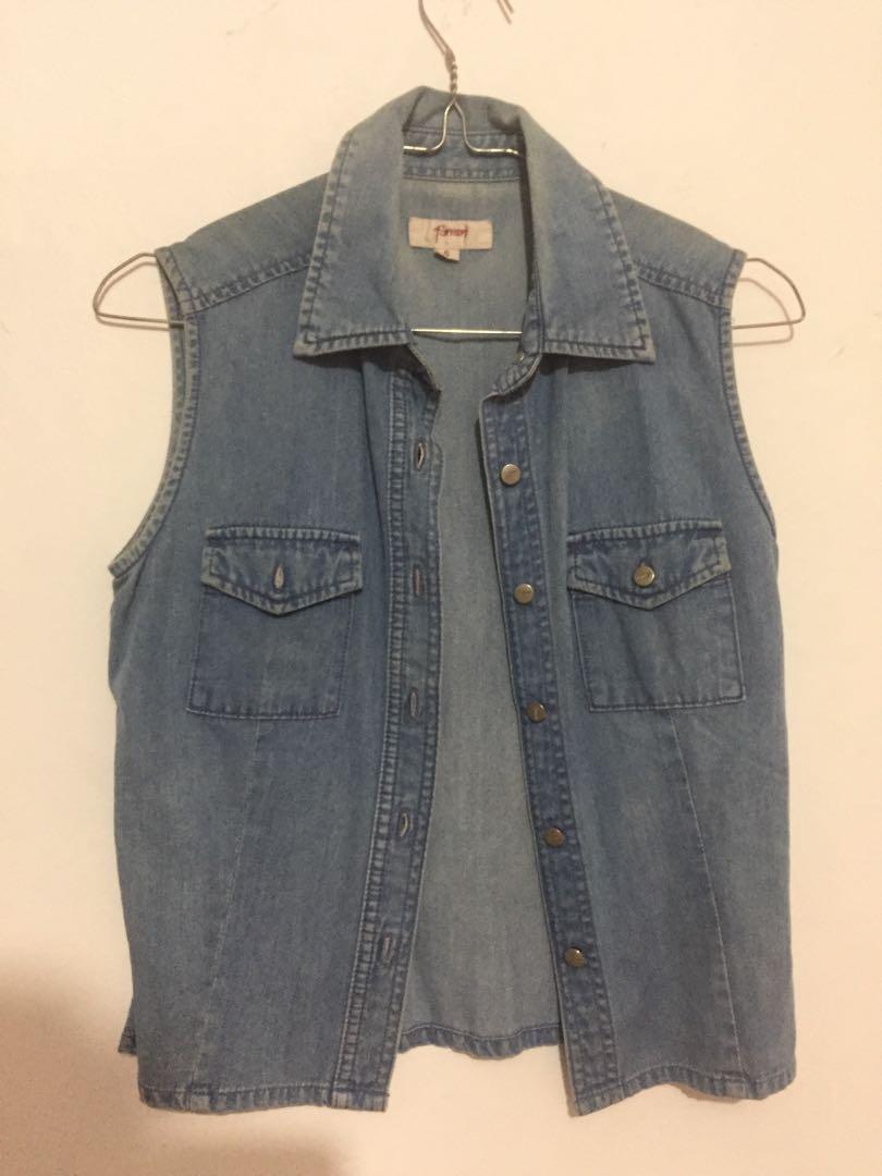 Vest jeans wanita sales