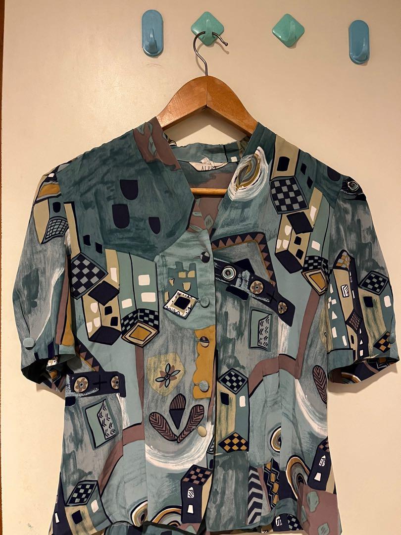 Vintage abstract blouse, Fesyen Wanita 