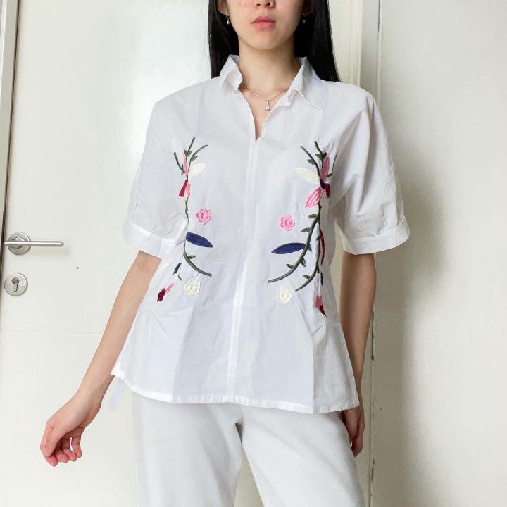 White Embroidered Shirt, Fesyen Wanita 