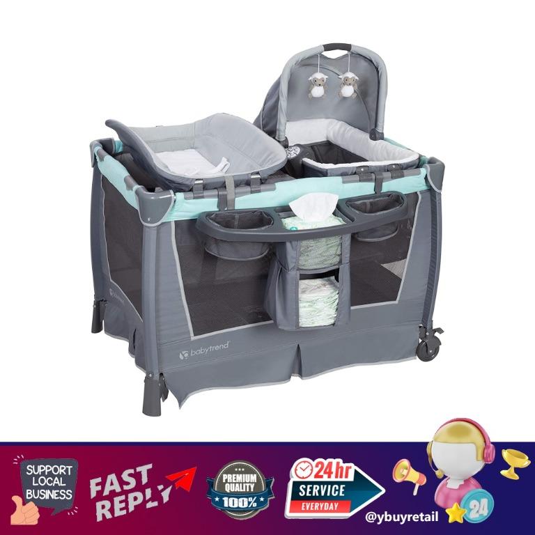 YBR] Baby Trend Retreat Nursery Center, Hint of Mint cot crib playpen,  Babies & Kids, Baby Nursery & Kids Furniture, Cots & Cribs on Carousell