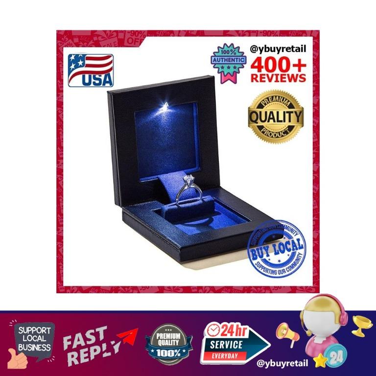 YBR Parker USA Square Secret Night Box Light up LED The World s Best Slim Engagement Ring Box Women s Fashion Jewelry Organisers Accessory holder box organizers on Carousell