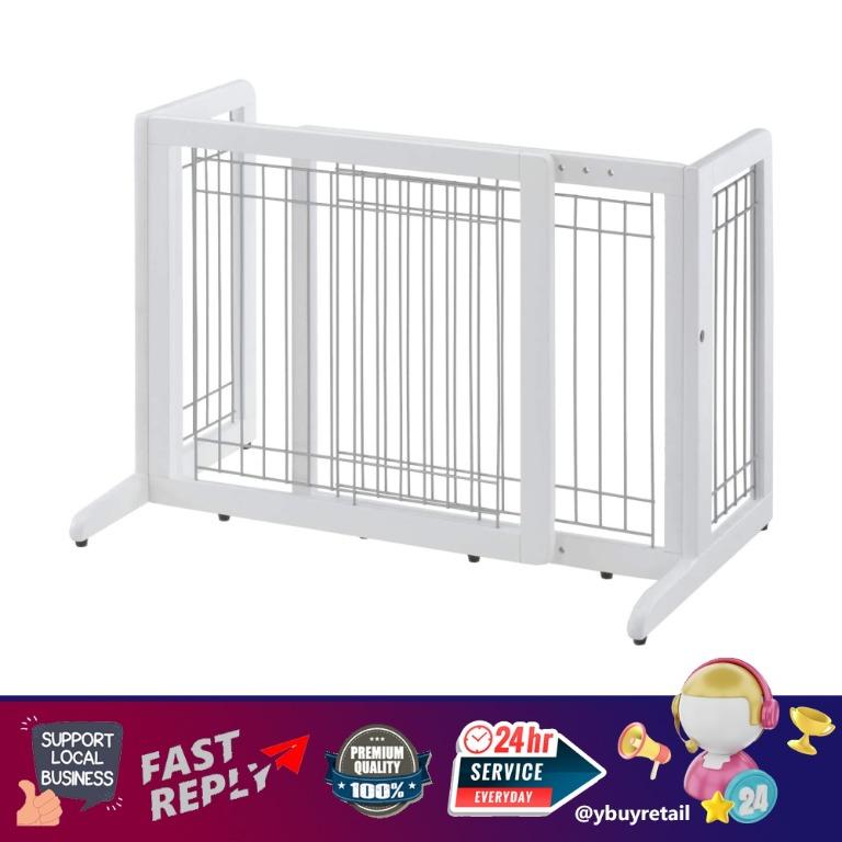 [YBR] Richell Freestanding Pet Gate, Small, Origami White dog barrier