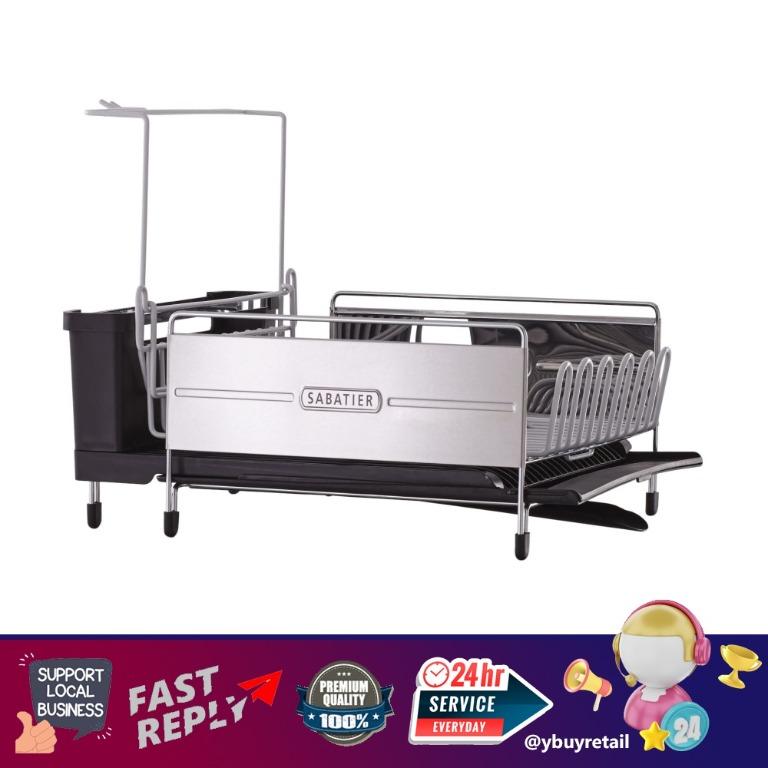 YBR Sabatier USA Expandable Stainless Steel Dish Rack with Rust Resistant Soft Coated Wires and Bi Directional Spout Silver Gray Furniture Home Living Bathroom Kitchen Fixtures on Carousell