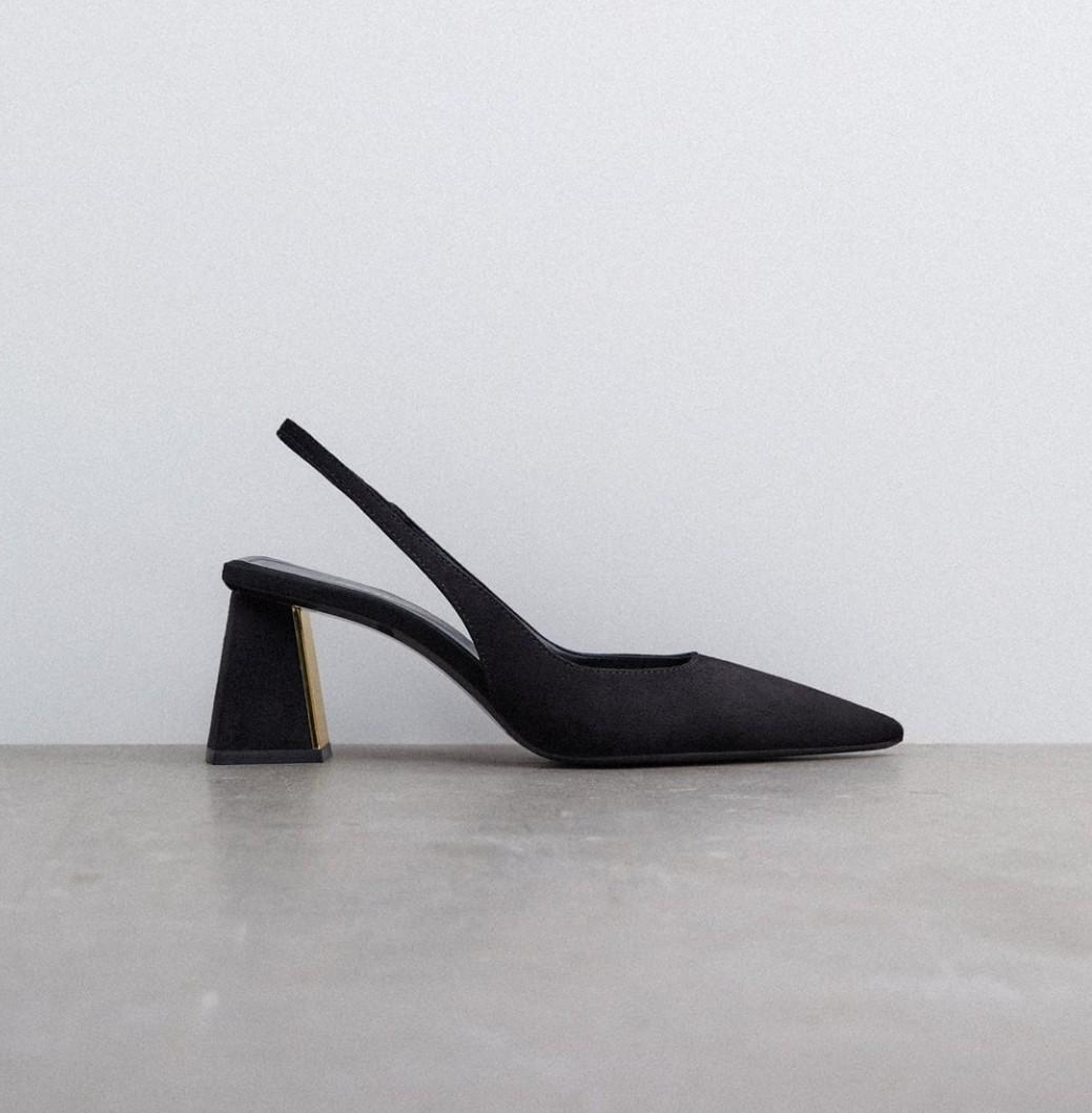 Zara Block Heel Slingback Shoe Women s Fashion Footwear Heels