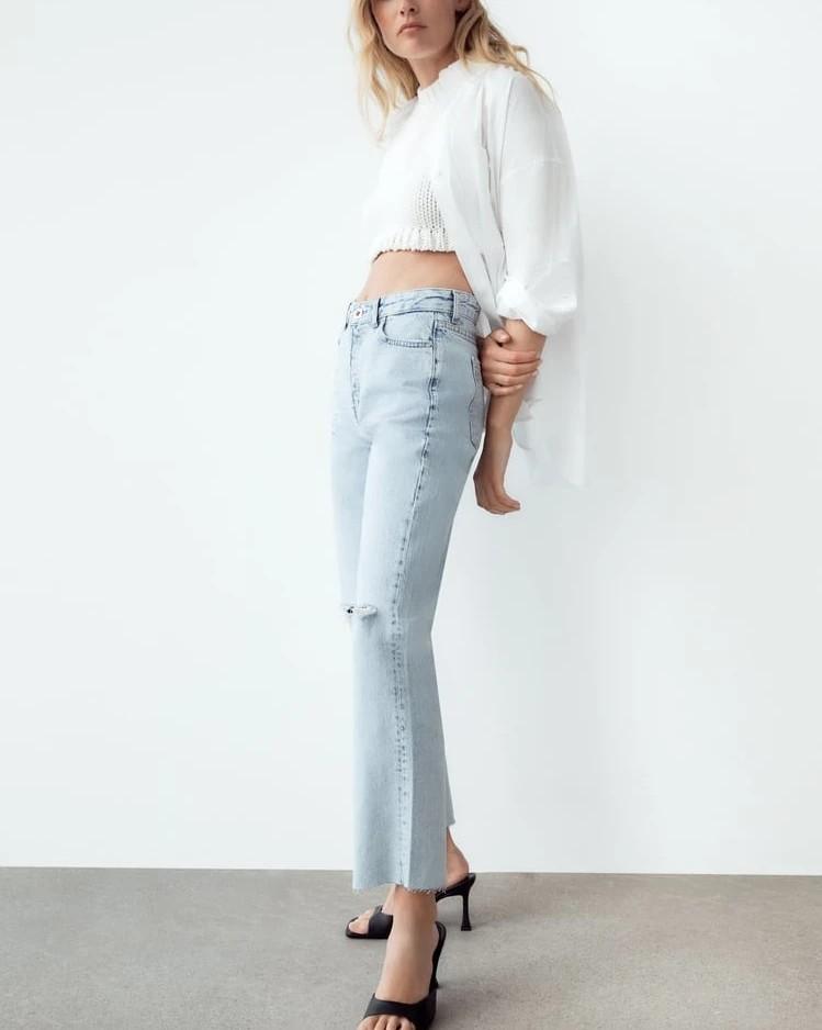 ZARA Z1975 SHREDDED STRAIGHT ANKLE 