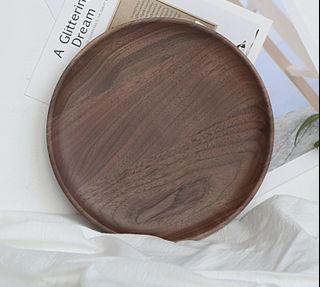 1PC胡桃木圓形茶盤 木碟點心盤Walnut Tray
