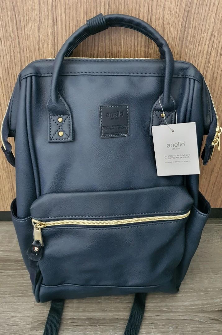 anello Faux Leather Mini Backpack - Navy (AT-B1212 NV)