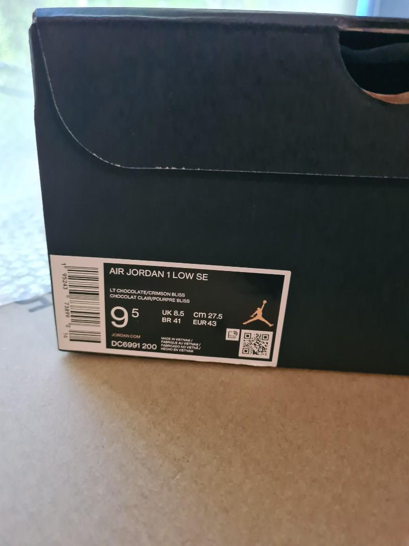 Air Jordan 1 low chocolate/crimson bliss, Men's Fashion, Footwear