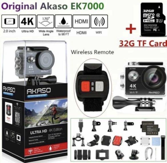 AKASO EK7000 4K30FPS Action Camera Ultra HD Underwater Camera 170 Degree  Wide Angle 98FT Waterproof Camera 